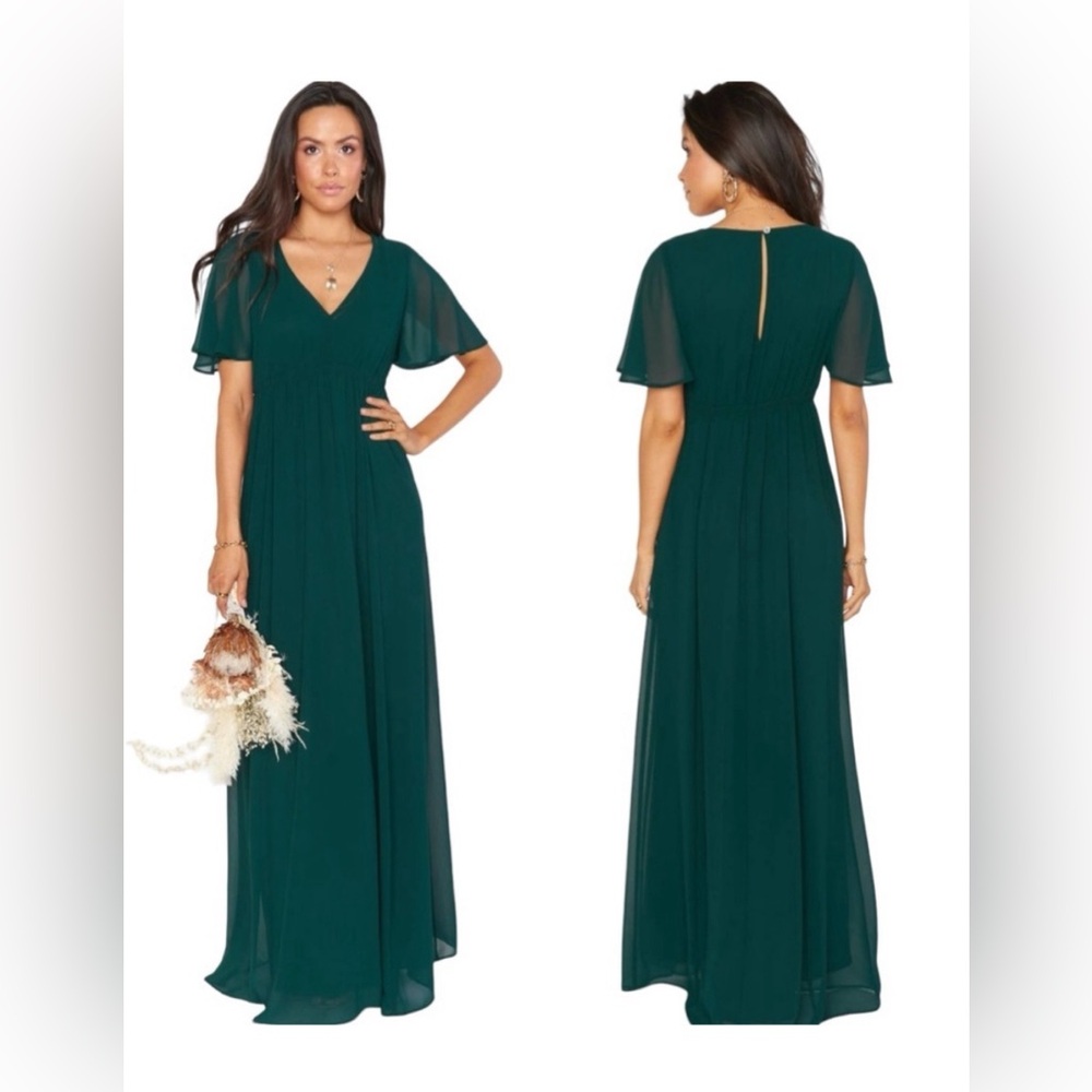 NWT Show Me Your MUMU Emily Empire Maxi dress, dark Green, XS & Small available